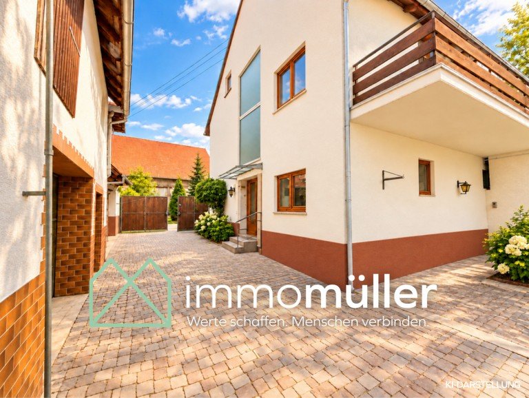 Titelbild KI Bearbeitet Dackenheim Einfamilienhaus Einfamilienhaus oder Mehrgenerationen mit Hof und Scheune in renovierungsbed�rftigem Zustand