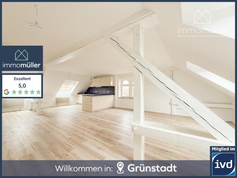 Titelbild Gr�nstadt Dachgeschosswohnung Charmante 2ZKB-Dachgeschosswohnung mit Einbauk�che und Gartenmitbenutzung in zentraler Lage!