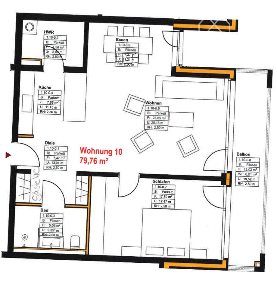 Grundriss Etagenwohnung Gr�nstadt