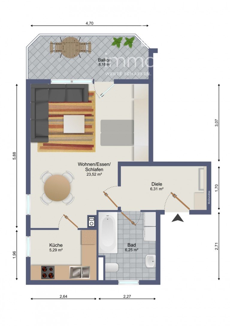  Bockenheim a.d. Weinstra�e Etagenwohnung *NEUER PREIS* Solide Kapitalanlage! 1ZKB Wohnung in Top Lage von Bockenheim!