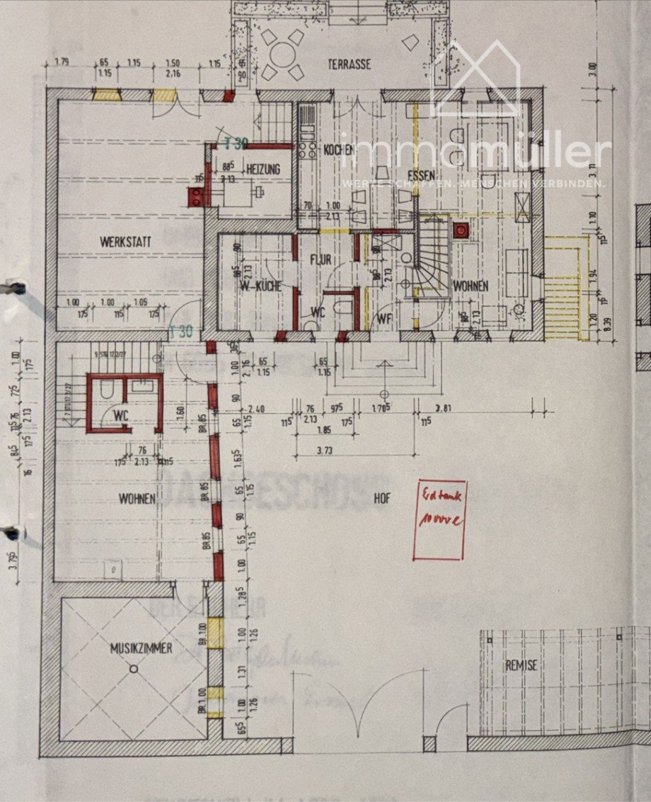 Grundriss EG Haupthaus-Nebenhaus Bauernhaus Harxheim-Zellertal
