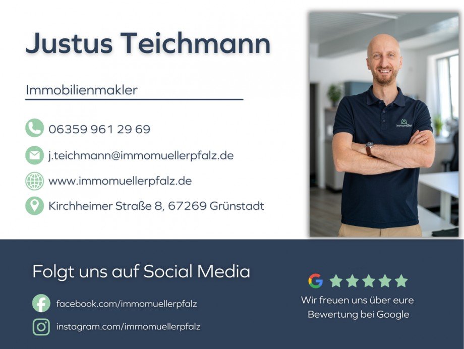 Visitenkarte Justus Teichmann Bungalow Gr�nstadt