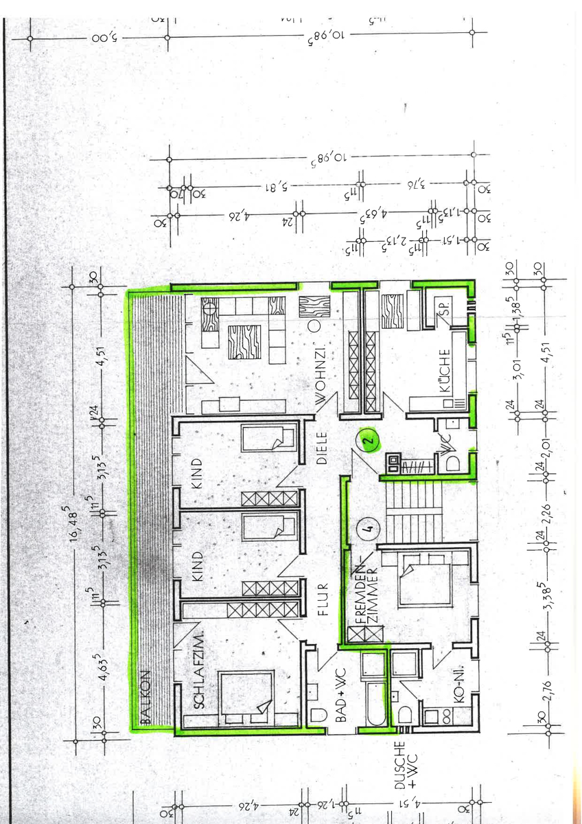 Grundriss Wohnung Etagenwohnung Gr�nstadt / Asselheim