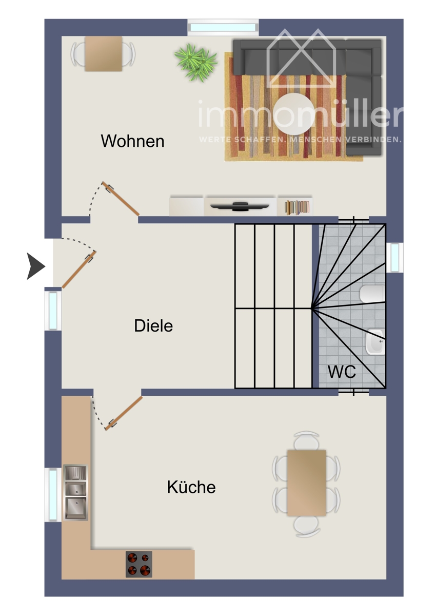 Grundriss Haus 1 EG Einfamilienhaus Bockenheim
