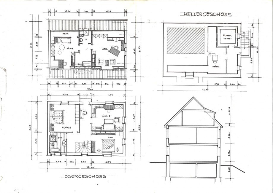 Grundriss OG + DG Bauernhaus Mehrfamilienhaus Altleiningen - H�ningen