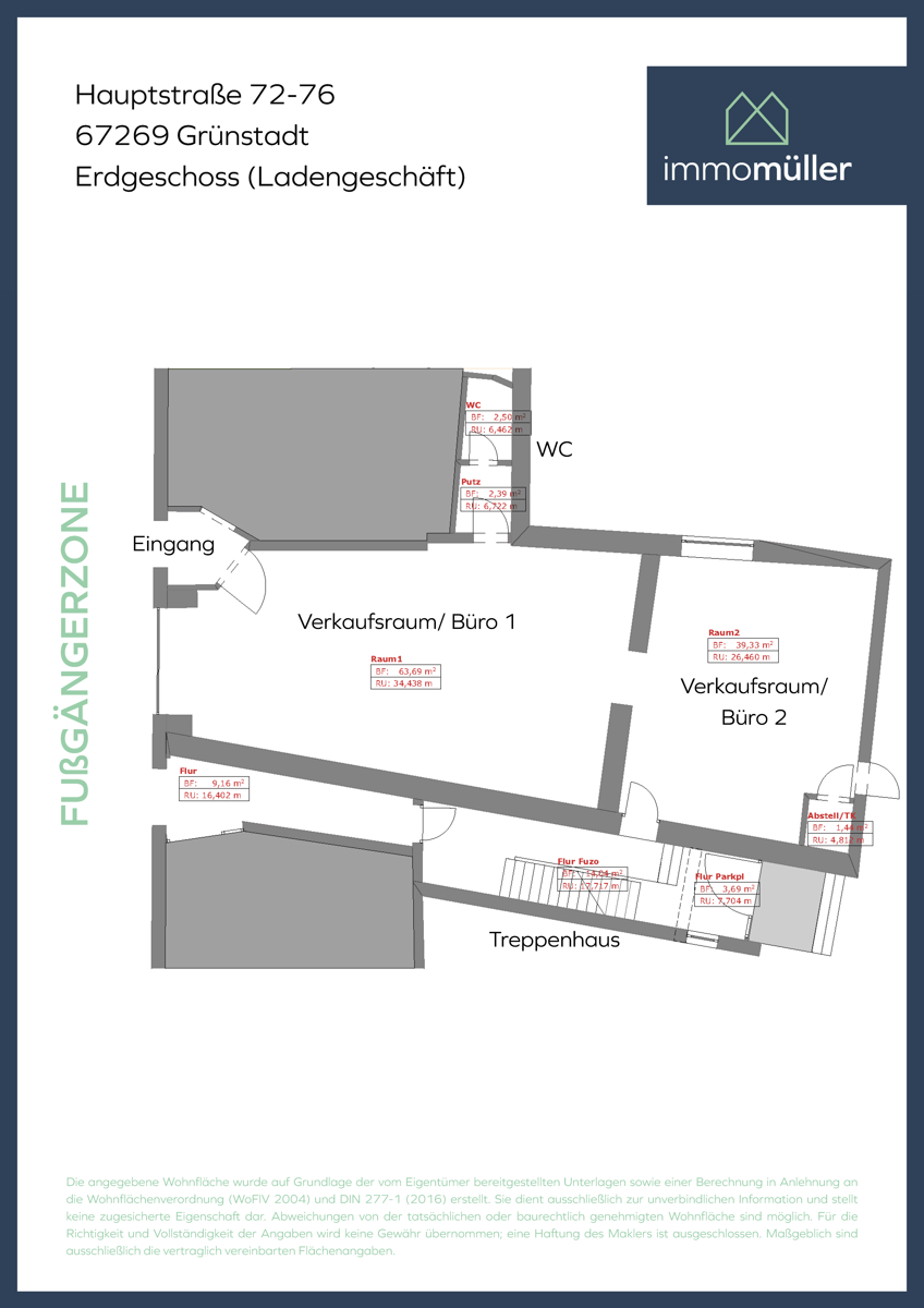Grundriss Einzelhandelsladen Gr�nstadt