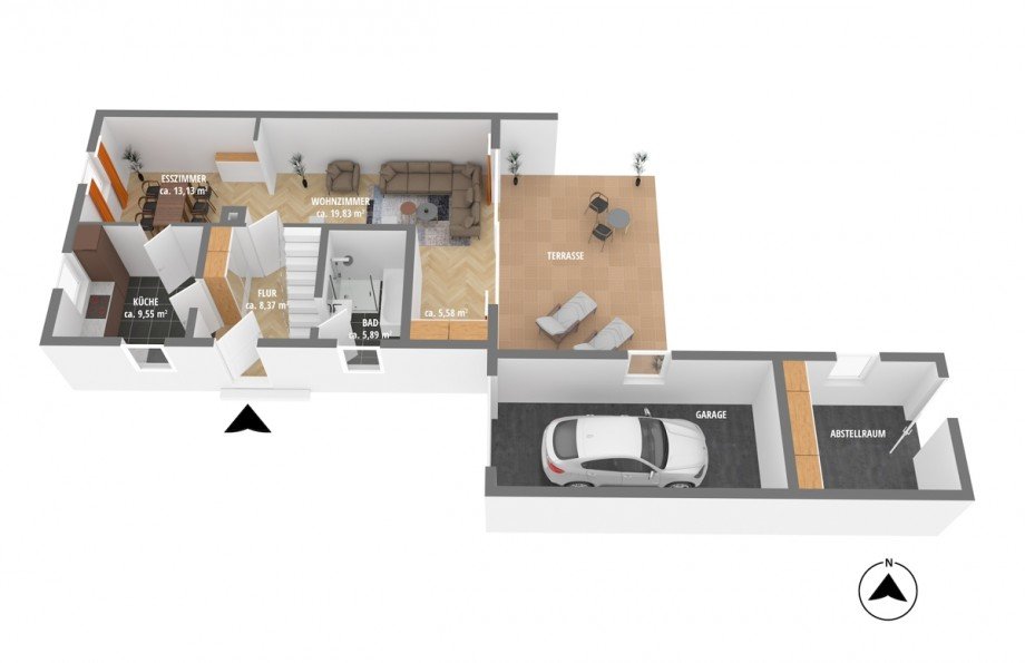 Grundriss EG 3D Einfamilienhaus Kirchheim an der Weinstra�e